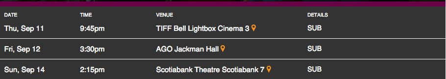 Click in image to view TIFF site and any remaining tickets