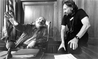 (L-R) Brian De Palma  & Vilmos Zsigmond on the set of Bonfire of the Vanities