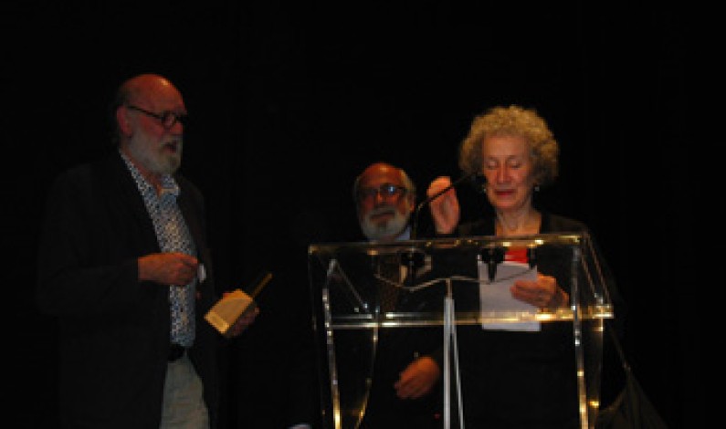 Margaret Atwood accepting award at PIF