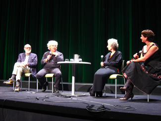 Graeme Gibson (Chair of the Writers Union, the Writers Trust and PEN Canada), Ron Mann (Director, <em>In the Wake of the Flood</em>), Margaret Atwood (Author, <em>In the Year of the Flood</em>), & Kathleen Mullen (Director of Programming, Planet in Focus).