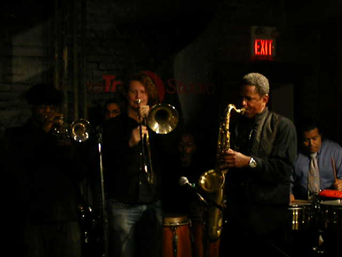 Giovanni Hidalgo sits in with the band.