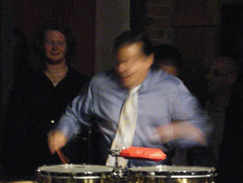 Giovanni Hidalgo is a ‘blur’ playing the drums.