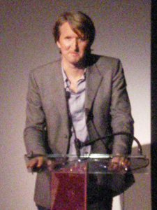Director Tom Hopper accepts his audience award for the <em>The King’s Speech</em>.