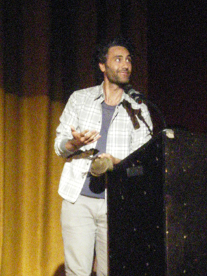 Taika Waititi, director of <em>BOY</em>, the opening night film introducing it to the sold out audience.